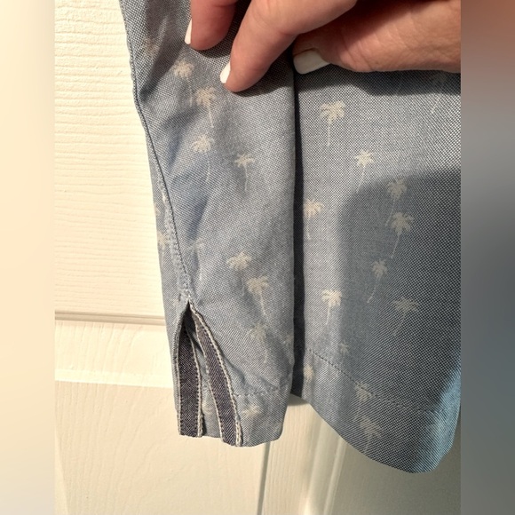 TOMMY BAHAMA Men’s 1XB 100% Silk Light Blue Palm Tree Button Up Short Sleeve - Picture 7 of 15